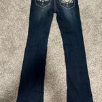 GRACE IN LA Mid Rise Medium Wash Aztec Embellished Pocket Bootcut Jeans Photo 0