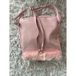 Pink Faux Fur Flap Backpack Cute Girly Shoulder Bag Gold Buckle New Photo 2