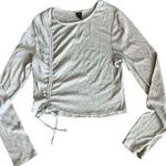 Wild Fable Shirt Womens Teens Large Ruched Cropped Long Sleeve Gray Photo 0