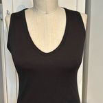 Vintage 70s black stretchy A line V neck sleeveless Maxi dress Size 7 Photo 3