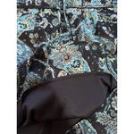 Roz & Ali  Paisley Blouse Women Size Medium Teal Black Lined Top Long Sleeve City Photo 7