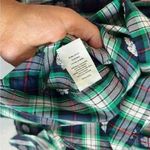 Talbots Navy Blue Green Red Plaid Snowflake Long Sleeve Button Up Dress Shirt XL Photo 5