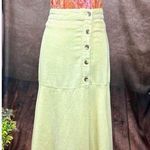 Free People Linen Rayon Poppy Flounce Slit Midi Skirt Citron size 2 Photo 0