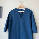 Ann Mashburn  Navy Blue V-Neck‎ 3/4 Sleeve Shift Mini Dress Women’s Size Medium Photo 2