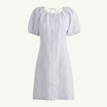 J.Crew White Peri Shadow V-Back Linen Shirtdress In Gingham Photo 2