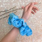 Jumbo Scrunchie Minky Blue Dimple Dots Giant Scrunchie Photo 3