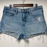 Good American  Blue Jean Shorts‎ Distressed Cut-Off Photo 0