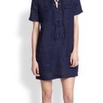 Equipment  Knox Corset Linen Short Sleeve Blue Shirt Lace Up Short Dress Sz Small Photo 1
