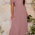 Chi Chi London Chi Chi Bardot Off the Shoulder Maxi Dress Mink Mauve Pink 4 Photo 0