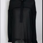 Anthropologie Ro & De Black Sheer Long Sleeve Flat Collar Modest Blouse Small Photo 0