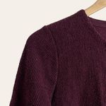 Madewell Plum Purple Crewneck Ribbed Textured 3/4 Sleeve Shirt Size XS New Photo 1