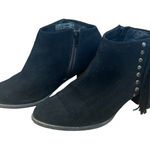 Vionic  Black Suede Studded Fringe Western Vibe Booties. size 8 Photo 0
