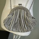 VTG Franchi Silver Pleated Clutch Evening Bag Chain Strap Embellished Photo 4