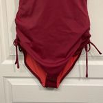 Loft Women’s  Beach Maroon Side Tie Halter V-Neck Swimsuit Size 12 EUC #1925 Photo 3