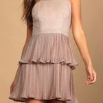Lulus LULU’S Sweetest Soirée Blush Pink Metallic Pleated Open Back Mini Dress Size M Photo 3