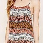 Forever 21  Brown Orange Boho Paisley Patterned Crochet Back Mini Dress Size M Photo 0