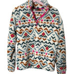 Eddie Bauer Pullover Sweater Women's Small Aztec Faux Fur Fuzzy 1/4 Zip Fleece Photo 0