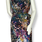 Suzi Chin for Maggy Boutique Dress Animal Print Colorful Tie Waist 8P 8 Petite Black Photo 0