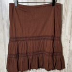 American Vintage Vintage Y2K Chocolate Brown Crochet Trim Midi Skirt Womens Size Small Photo 0