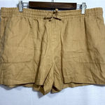 Garnet Hill 100% Linen Mustard Yellow Coastal Pull On 4" Inseam Shorts Womens 18 Photo 0