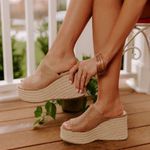 Soda Taupe Faux Suede Slip On Espadrille Sandal Photo 0
