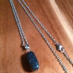 Blue Sandstone Pendant Stainless Steel Necklace Photo 10