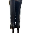 Banana Republic  Black Leather Knee High Boots Gold Zip Size 9M Photo 7