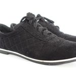 Forever 21 Women's Black Quilted Suede Oxford Pointed Lace Up Shoe Photo 0