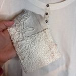American Eagle  white Waffle henley top crochet sleeves Photo 2