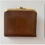 1960s Lady Buxton Leather & Brass French Purse Wallet with Kiss Lock Brown Tan Photo 4