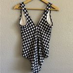 Adore Me  Gingham White & Black One Piece Swimsuit Ruched Size 0X Photo 4
