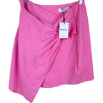 Showpo NEW  Kiandra Wrap Mini Skirt Womens Sz 10 Pink Knot Detail‎ Side Zip Lined Photo 0