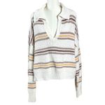 Free People Kennedy Pullover Sweater Ivory Oak Combo Large Chunky Knit Stripes Photo 5