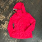 Max Mara  Women’s Red Hooded Jacket Coat Plaid Lining size Medium Outerwear Photo 0