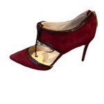Louise et Cie NWOB  Burgundy Suede Lace-Up Heels Size 8 Pointed Toe Ankle Tie Photo 2