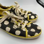 Keds Kate Spade X  Black White & Yellow Apple Print Lace Up Flats Sneakers 8.5 Photo 2