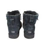 UGG  1118853 Black‎ Suede Leather Shearling Double Zip Mini Boots Womens Size 7 Photo 4