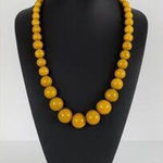 Vintage Womens Chunky Yellow Beaded Statement Princess Matinee Necklace Y2K 90's Photo 0