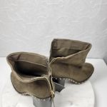 Forever 21 Suede Boots Womens 7 Green Leather Gold Rivets Block Heel Zipper New Photo 5