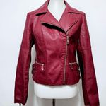a.n.a . Wine Red Faux Leather Moto Biker Jacket Size Medium Photo 1