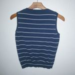August Silk  Knits S Sleeveless Knit Navy Striped Top Photo 3