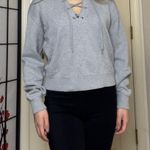 LA Hearts Light Grey Gray Lace-Up Pullover Hoodie Jacket Sweatshirt | Photo 2