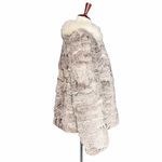 Vintage 80s Rabbit Fur Fox Tail Short Jacket Coat Made in Hong Kong Size Medium Gray Photo 2