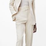 ZARA ecru high waisted belted fabric pants casual office preppy Photo 10