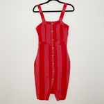 Urban Romantics linen blend red Striped Button Down midi dress Photo 1