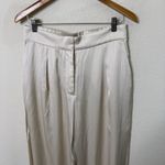 Abercrombie & Fitch Abercrombie Satin Sloane Tailored Wide Leg Trouser Pants Cream Size 31 / 12 Long Photo 6