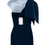 Dress the Population  Tiffany Orchard One Shoulder Midi Dress Bow Shoulder Blue Photo 8