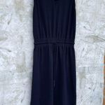 Evereve Elastic Waistband Drawstring Navy Blue Midi Dress size medium Photo 7