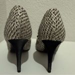 Tory Burch Cleo Tweed and Silk Bow High Heel Pump Brown Navy Leopard Size 7 Photo 4