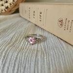 Pink Heart Promise Ring Silver Girly “Constanta” Elegant Coquette Blush Jewelry Photo 6